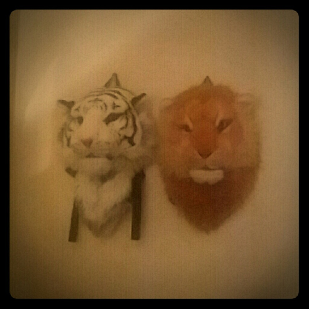 Lion and White Tiger Bookbag